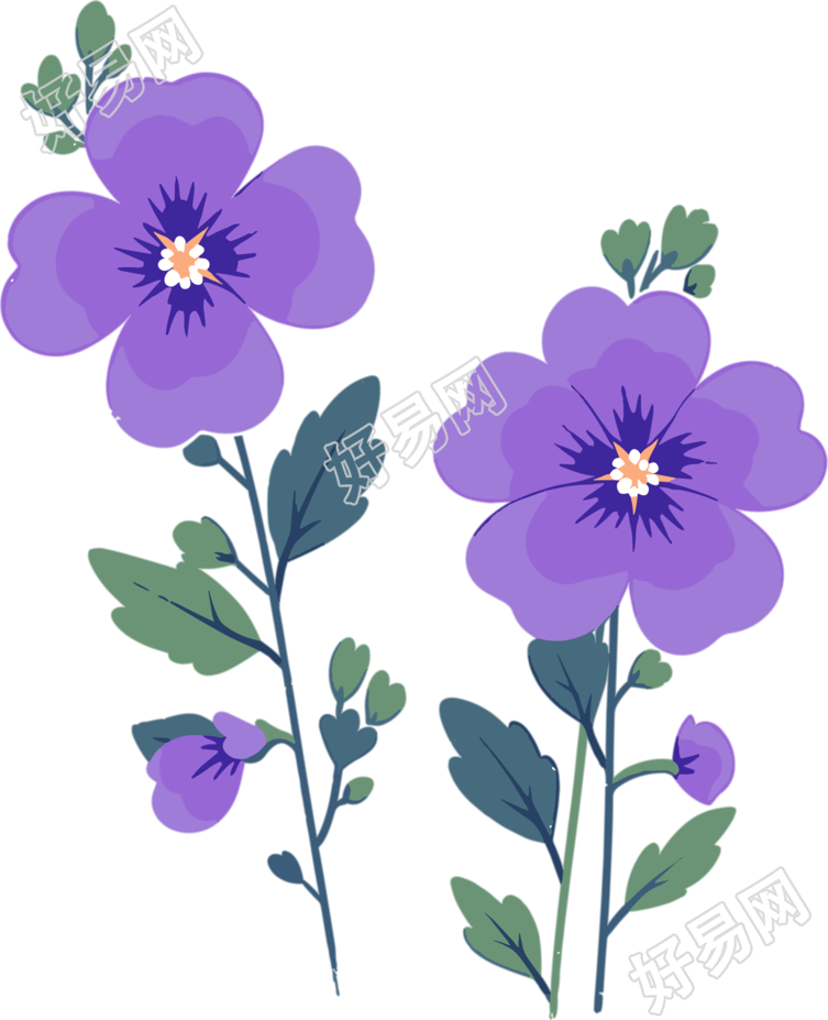 花朵平铺插画素材