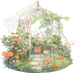 花园卡通插画设计元素
