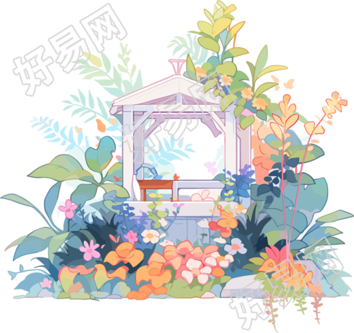 花园卡通可商用插画