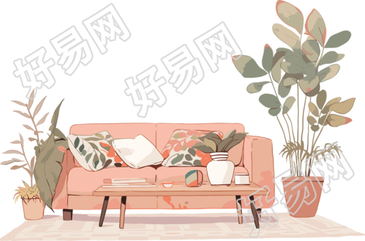 客厅卡通插图