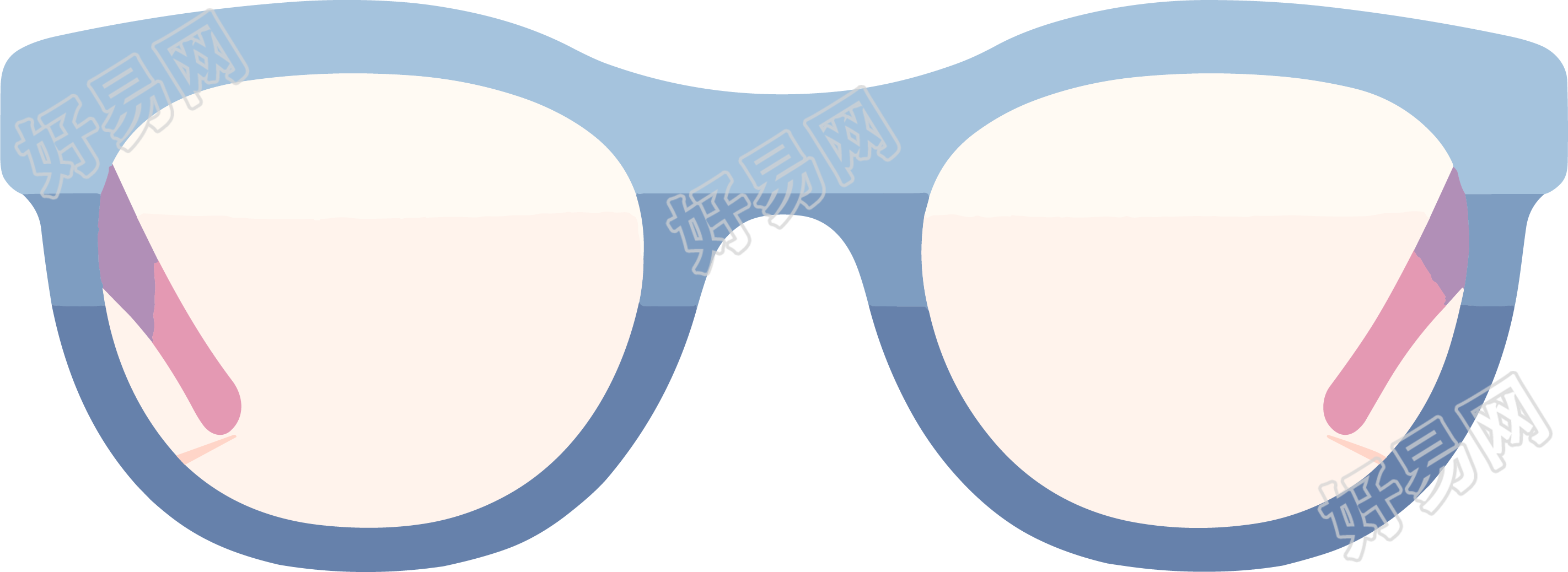 眼镜卡通白底平面插画
