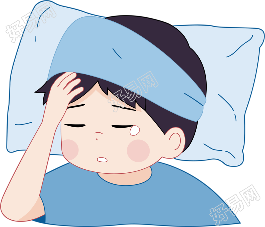 发烧扁平插图