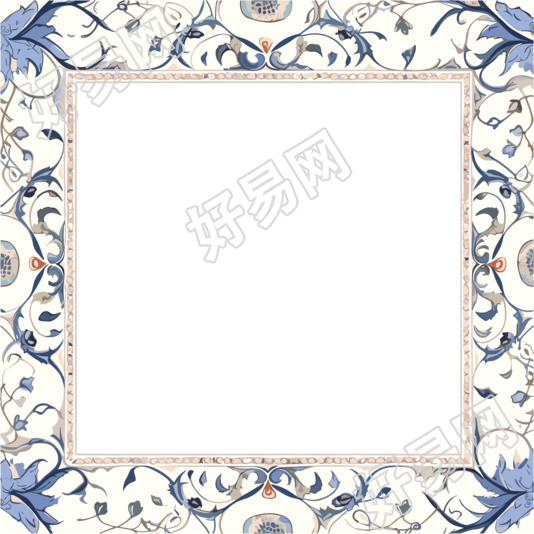 复古边框小清新插画