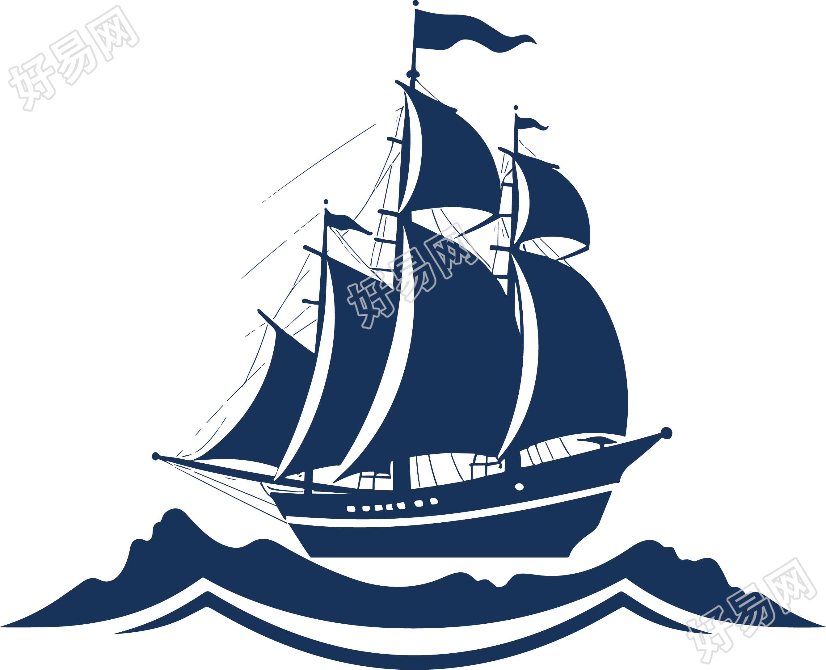 船logo创意插画