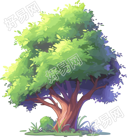卡通树透明背景插画