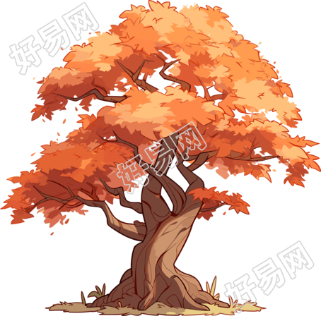 卡通树手绘插图
