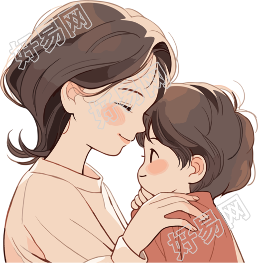 母亲与孩子简约插画