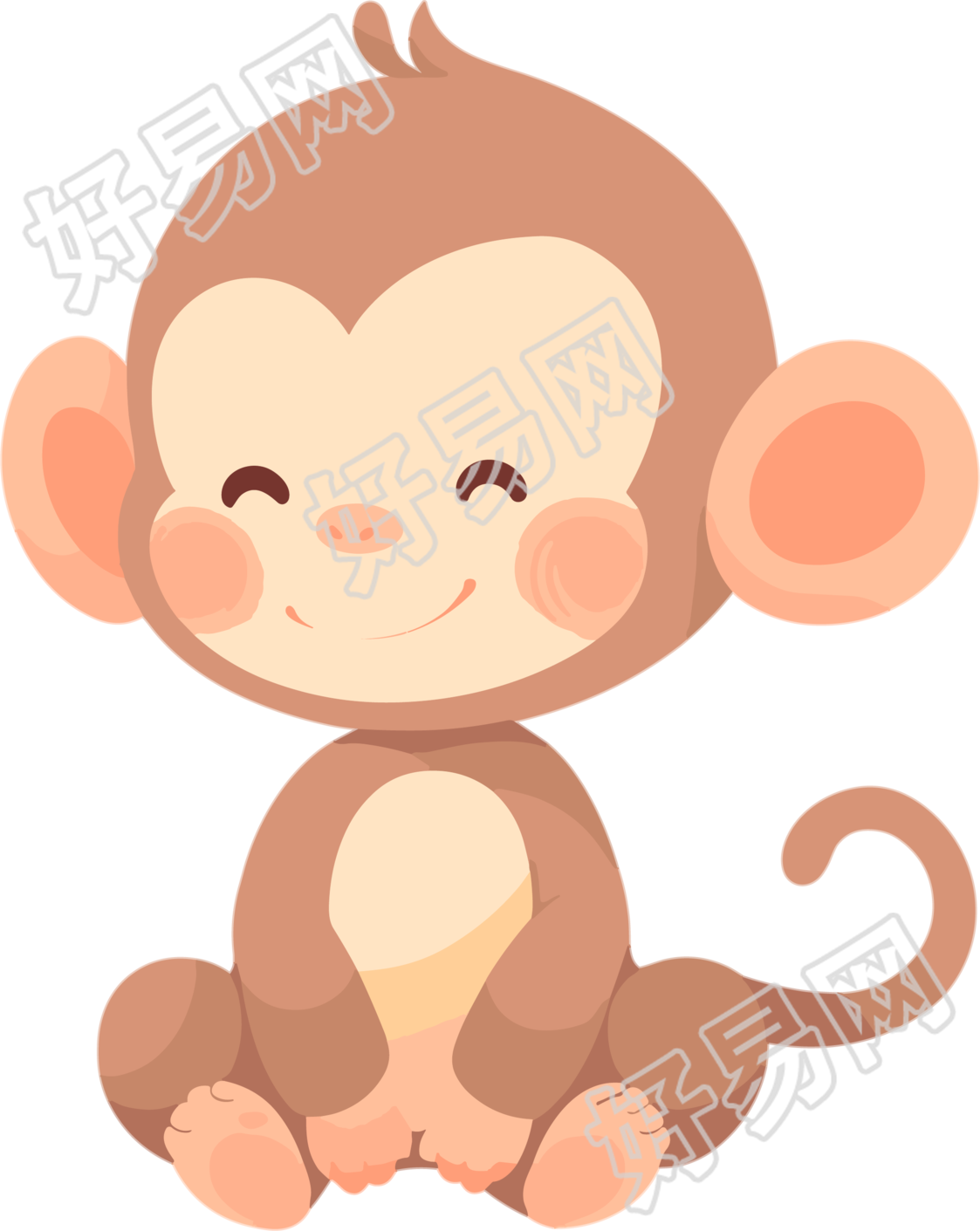 猴子卡通扁平插画