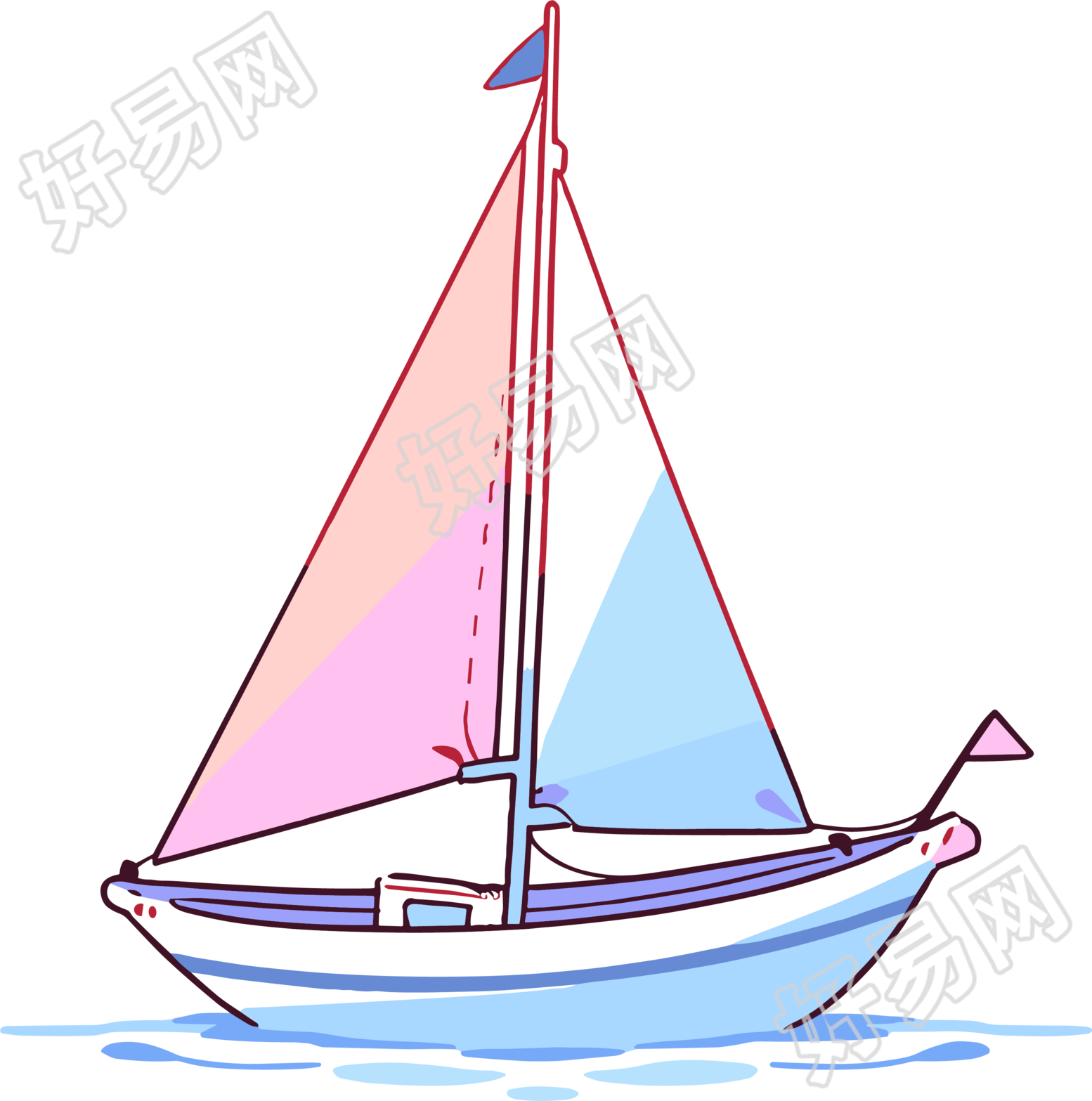 小帆船透明背景插画