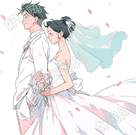 婚礼新人插画素材