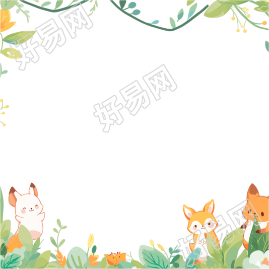 可爱动物边框高清PNG插画
