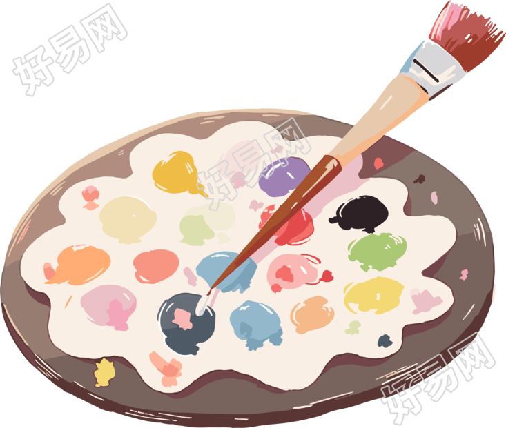 调色盘简约插画素材