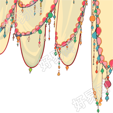 卡通珠帘透明背景PNG素材