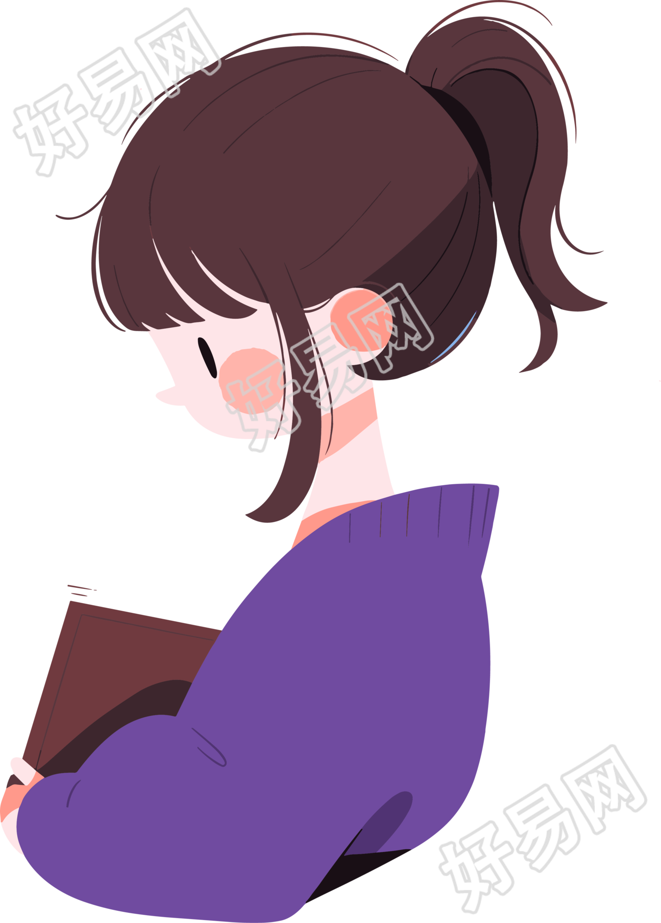 卡通读书简单插图