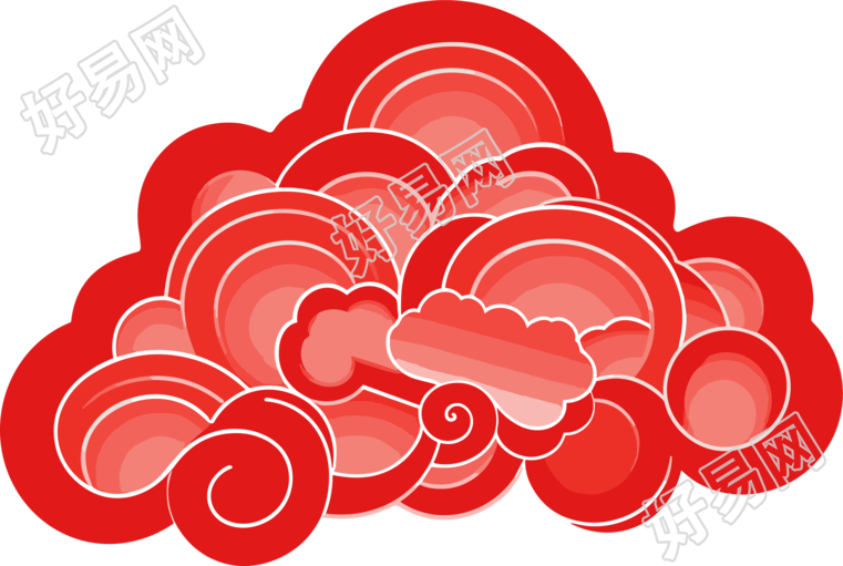 红色祥云简洁插画