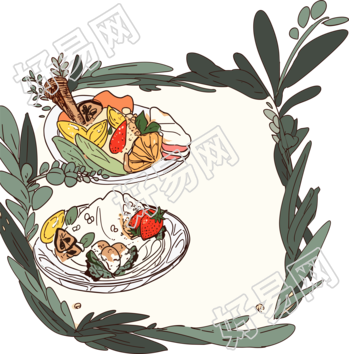 餐牌精美插画素材