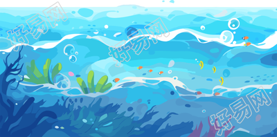卡通海洋手绘插图素材