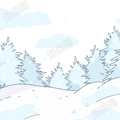 雪景高清手绘插画