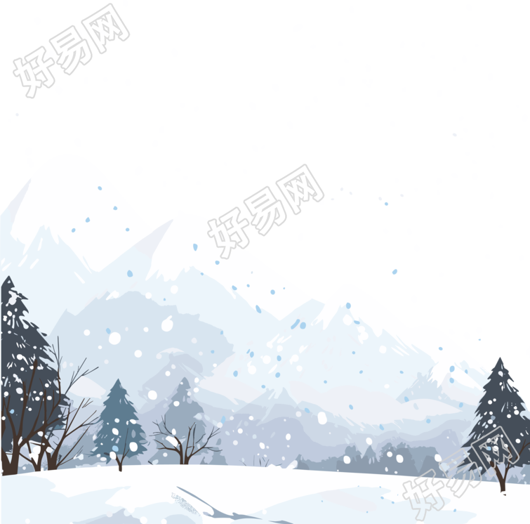 雪景手绘冰雪元素