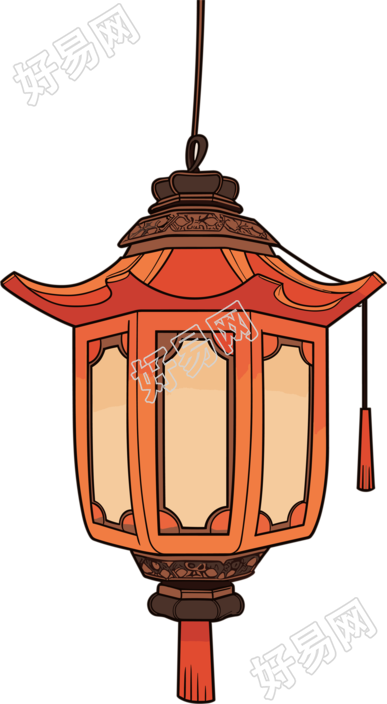 中式灯笼室内照明插画
