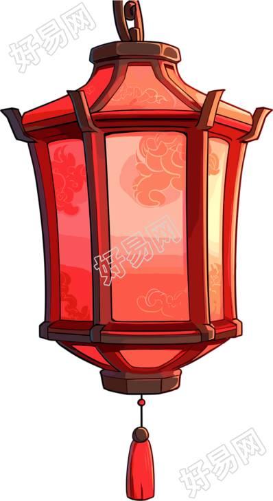 中式灯笼手绘插画