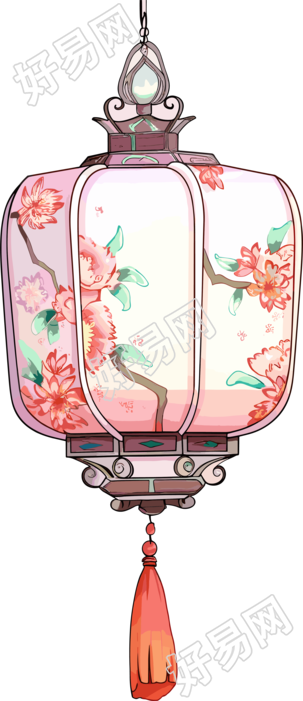 中式灯笼手绘插图