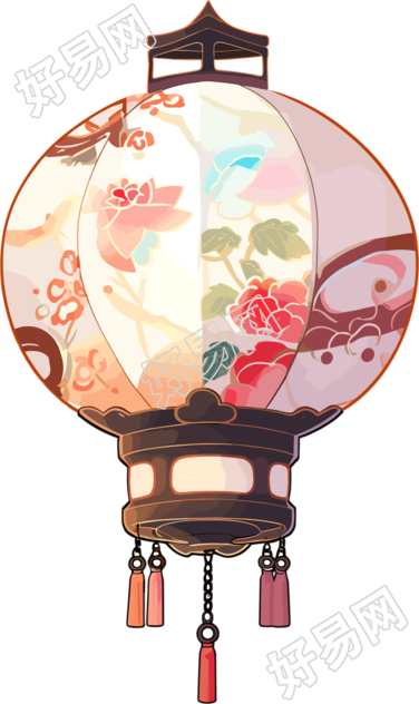 中式灯笼透明背景插图