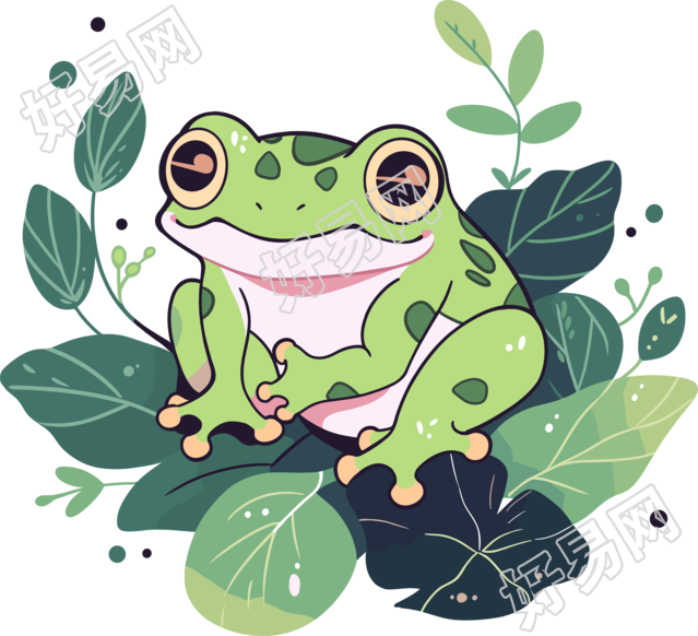 青蛙可爱手绘插画