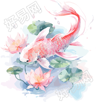 锦鲤荷叶插图