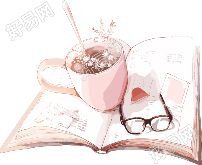 咖啡书籍插画设计素材