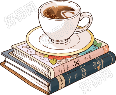 咖啡书籍透明背景插画