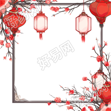 新年灯笼边框插图