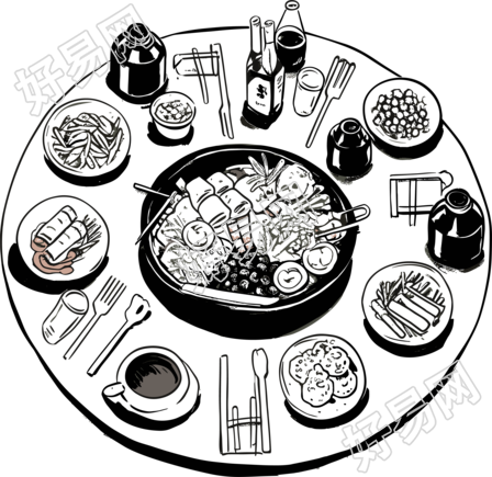 年夜饭简笔画