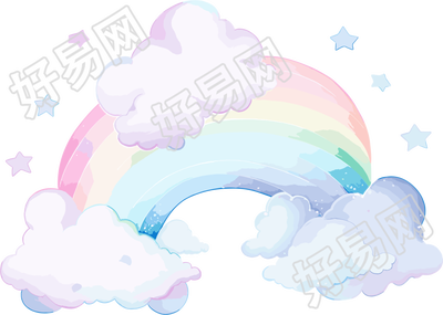 彩虹白云插画