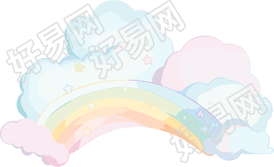 彩虹白云插画素材