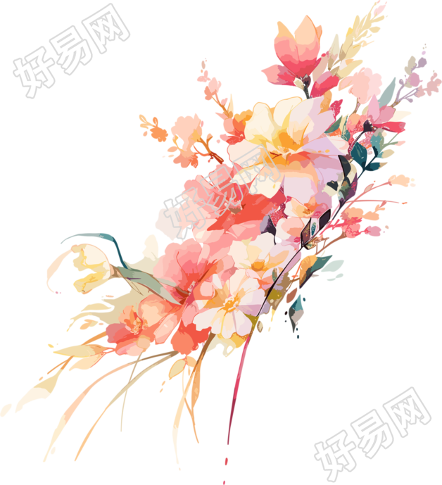 水彩花卉手绘水彩插图