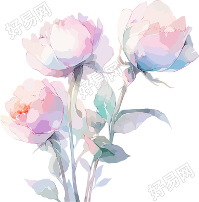 水彩花卉绽放插画