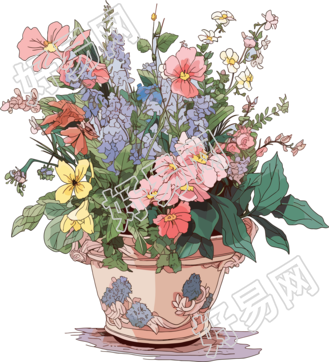 水彩花卉图形插画设计