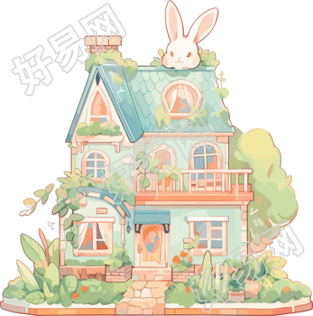 可爱小房子平面插图