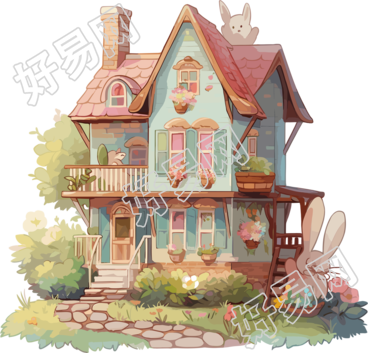 可爱小房子透明背景素材
