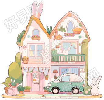 可爱小房子PNG图形素材