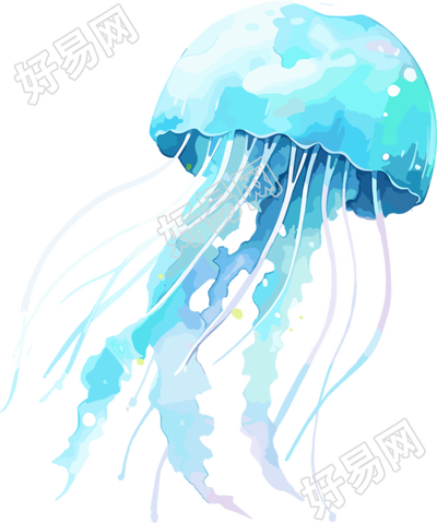 水母水彩插画