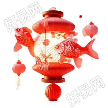 3D红灯笼插画设计元素