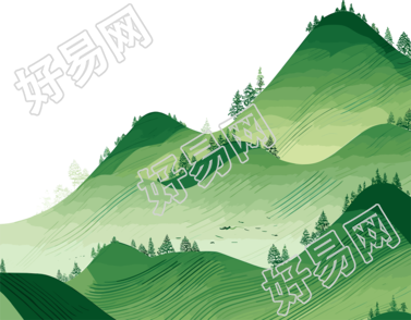 镀金国潮风山脉图形设计插图