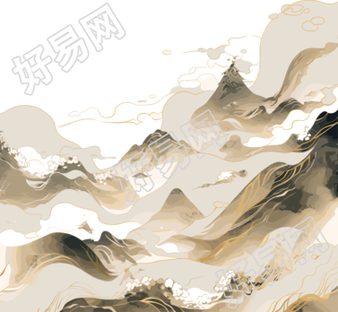 镀金国潮风山脉抽象素材