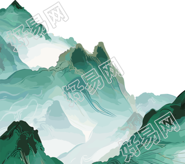 镀金国潮风山脉设计元素