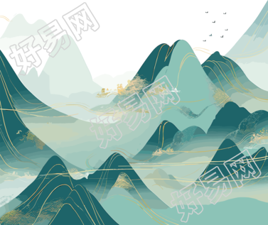 国潮风山脉创意设计元素