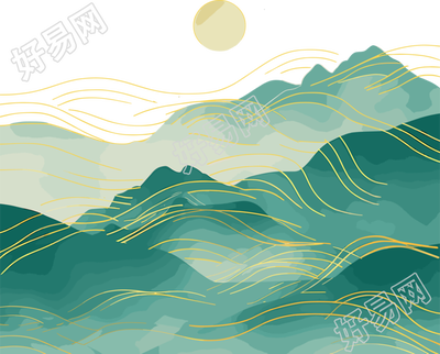 国潮风山脉商业设计图形插画