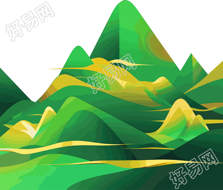 国潮风山脉透明背景插画