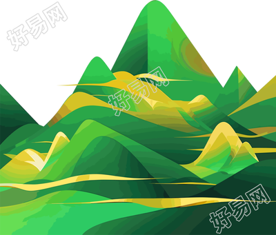 国潮风山脉透明背景插画
